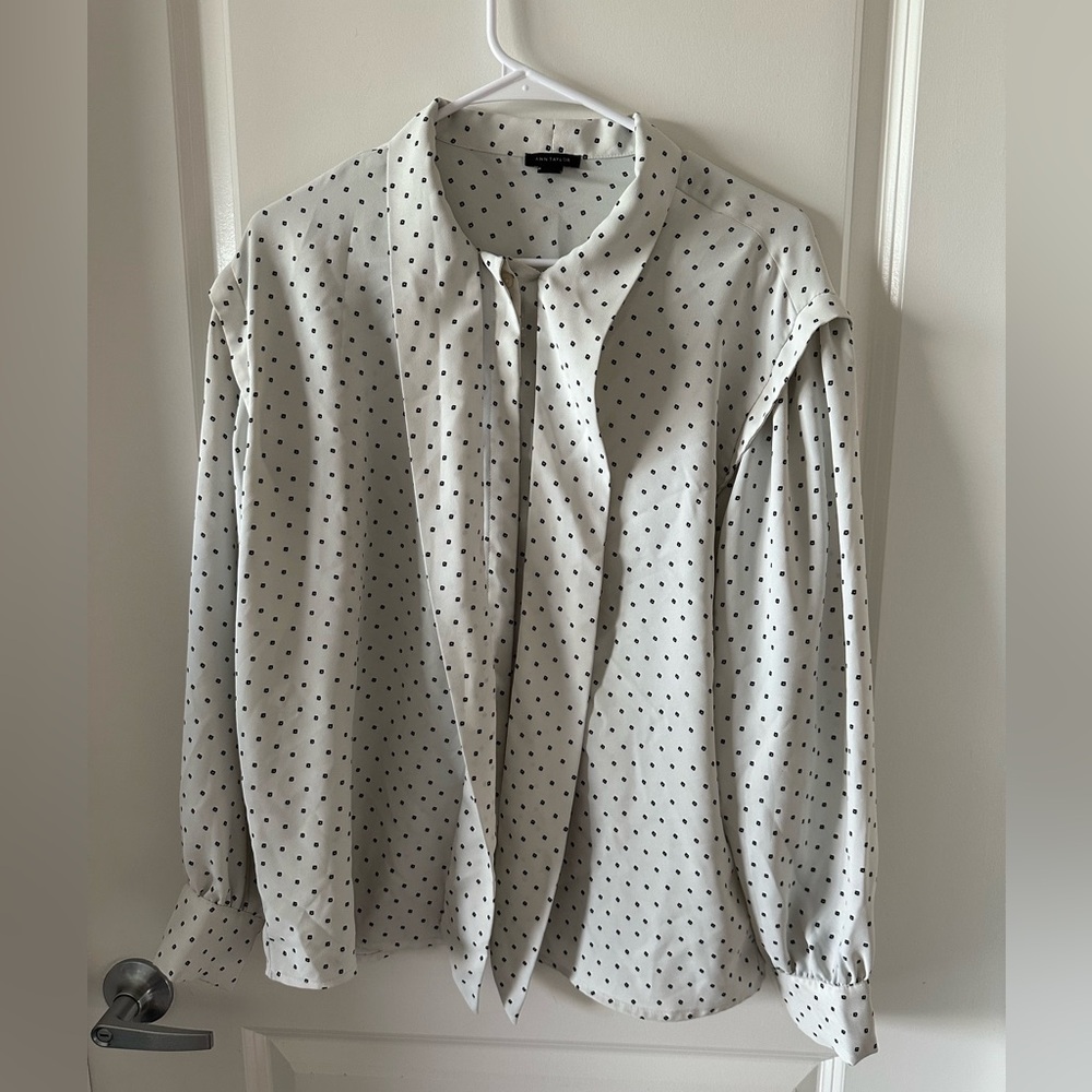 Ann Taylor Polka Dot Long Sleeve Blouse M | Career Style | Send Offer